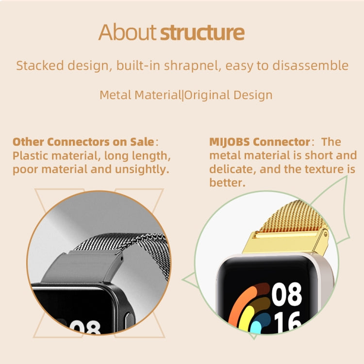 Mijobs Three-bead Metal Stainless Steel Watch Band, For Xiaomi Mi Band 7 Pro