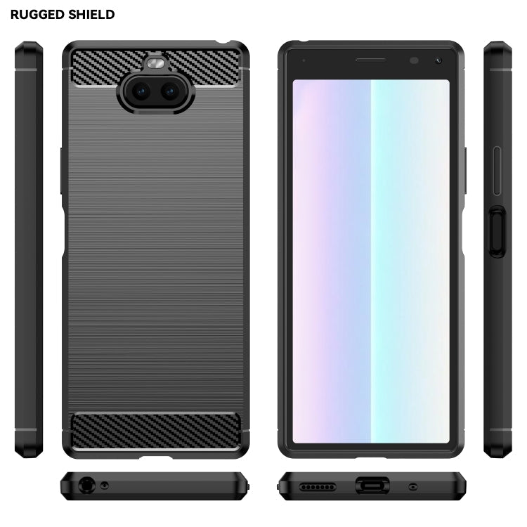For Sony Xperia 8/8 Lite Brushed Texture Carbon Fiber TPU Phone Case(Black)