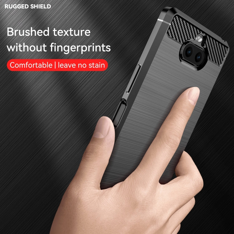 For Sony Xperia 8/8 Lite Brushed Texture Carbon Fiber TPU Phone Case(Black)