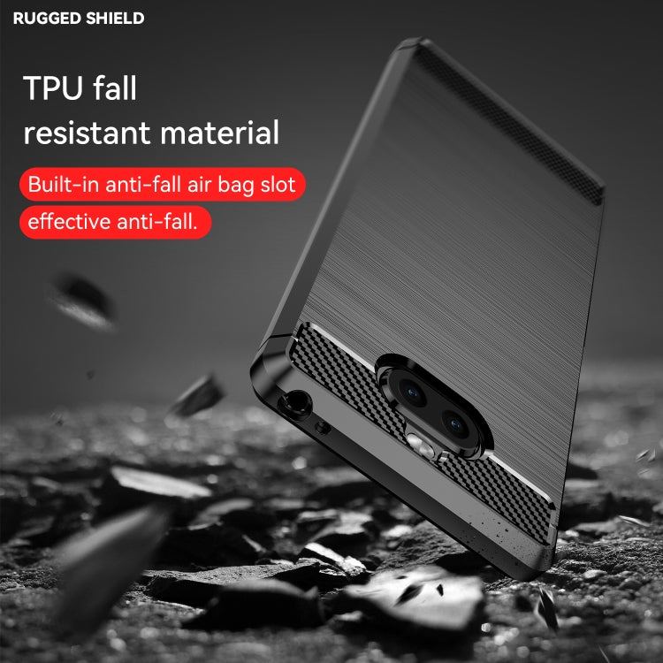 For Sony Xperia 8/8 Lite Brushed Texture Carbon Fiber TPU Phone Case(Black)