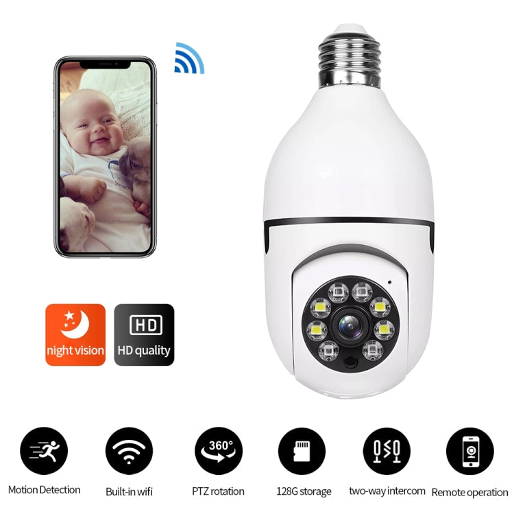 A6 2MP HD Light Bulb WiFi Camera Support Motion Detection/Two-way Audio//TF Card