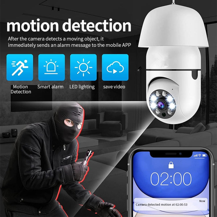 A6 2MP HD Light Bulb WiFi Camera Support Motion Detection/Two-way Audio//TF Card