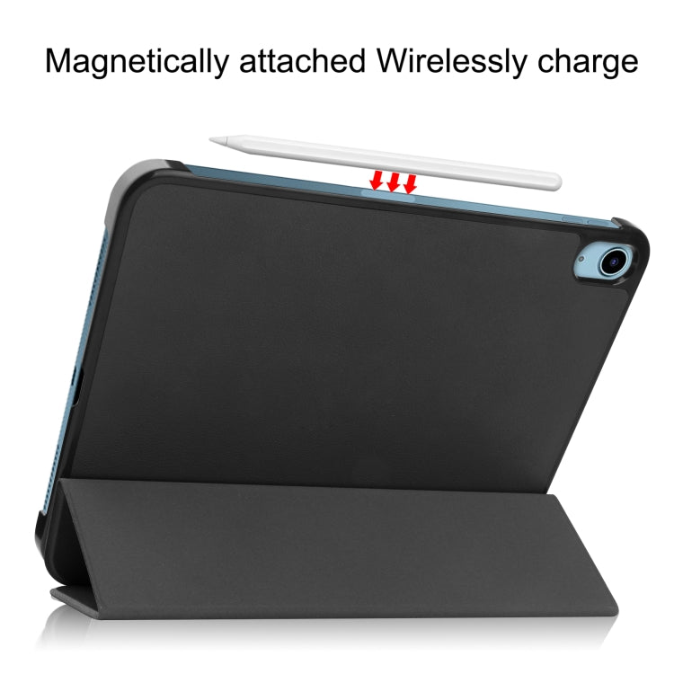 Solid Color Custer Texture Leather Tablet Case For iPad 10th Gen 10.9 2022(Black)