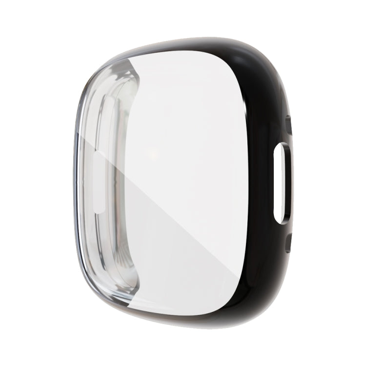 For Fitbit Versa 4 / Sense 2 Electroplating Full Coverage TPU Watch Case(Black)