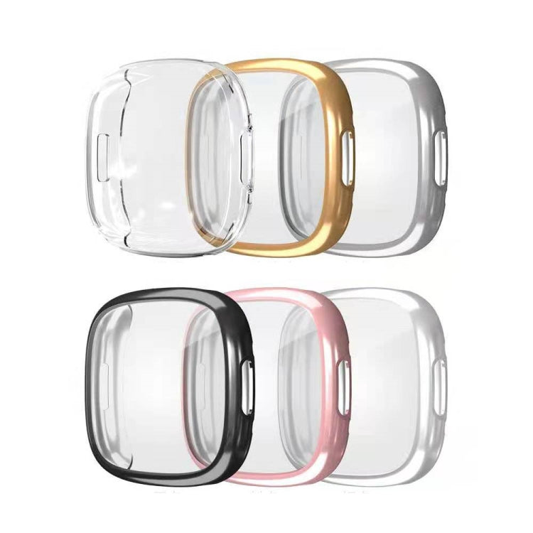 For Fitbit Versa 4 / Sense 2 Electroplating Full Coverage TPU Watch Case(Black)