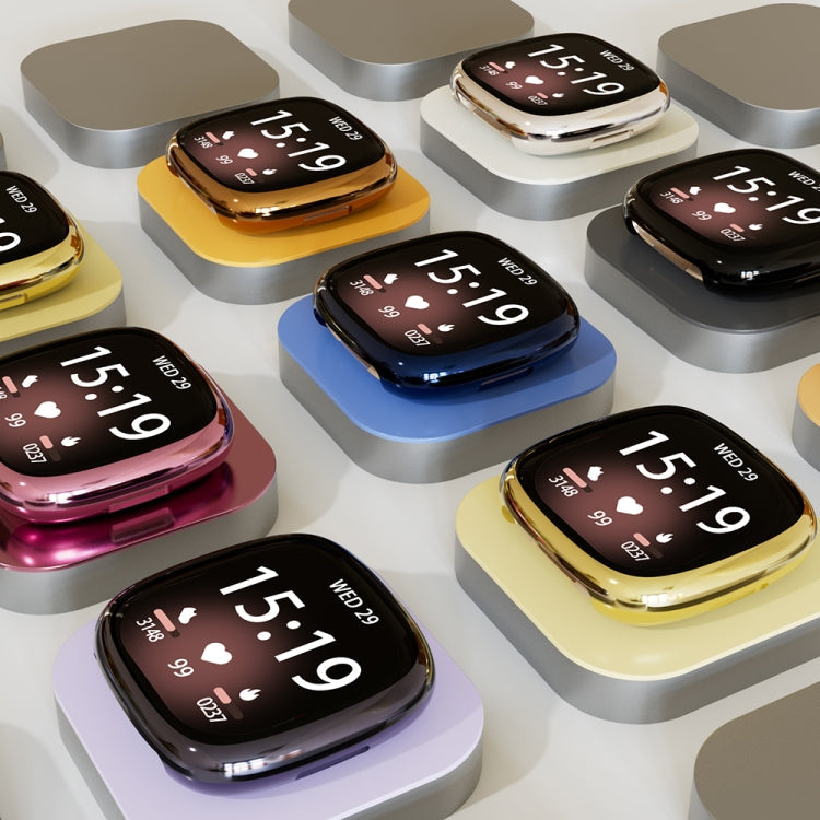 For Fitbit Versa 4 / Sense 2 Electroplating Full Coverage TPU Watch Case(Black)