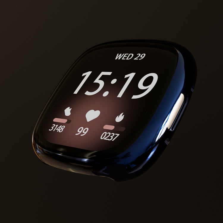 For Fitbit Versa 4 / Sense 2 Electroplating Full Coverage TPU Watch Case(Black)