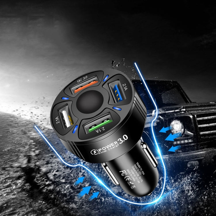 TE-094 4 in 1 Cigarette Lighter Conversion Plug Multi-function USB Car Fast Charger(Black)