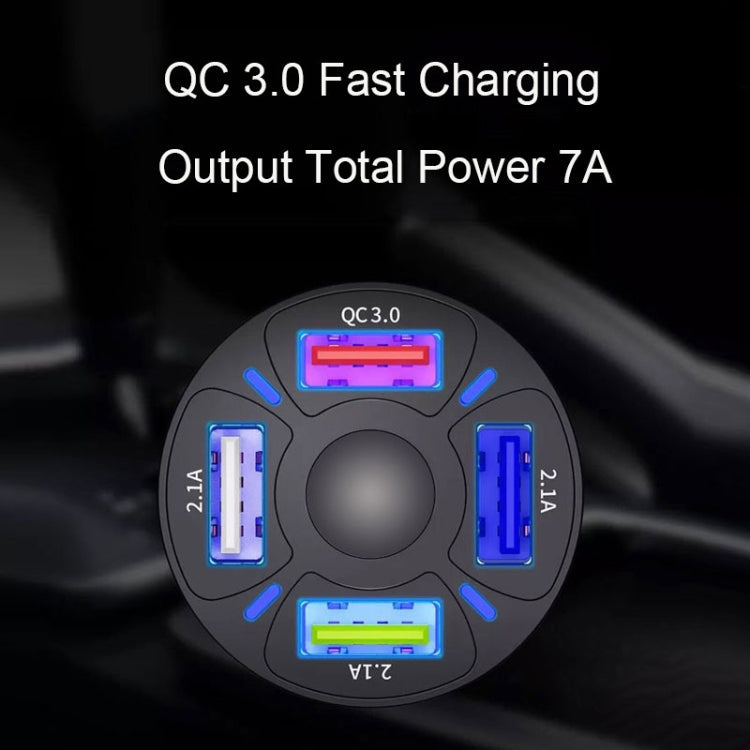 TE-094 4 in 1 Cigarette Lighter Conversion Plug Multi-function USB Car Fast Charger(Black)