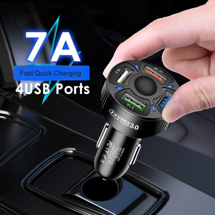 TE-094 4 in 1 Cigarette Lighter Conversion Plug Multi-function USB Car Fast Charger(Black)
