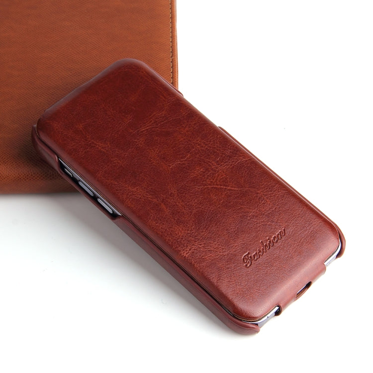 Fierre Shann Oil Wax Texture Vertical Flip PU Phone Case, For iPhone 14, For iPhone 14 Plus, For iPhone 14 Pro, For iPhone 14 Pro Max