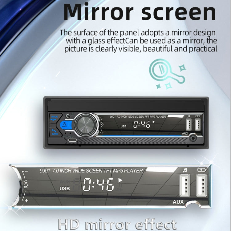 9901 7 inch Car  Retractable MP5 Player Supports FM & Mobile Phone Internet, 9901