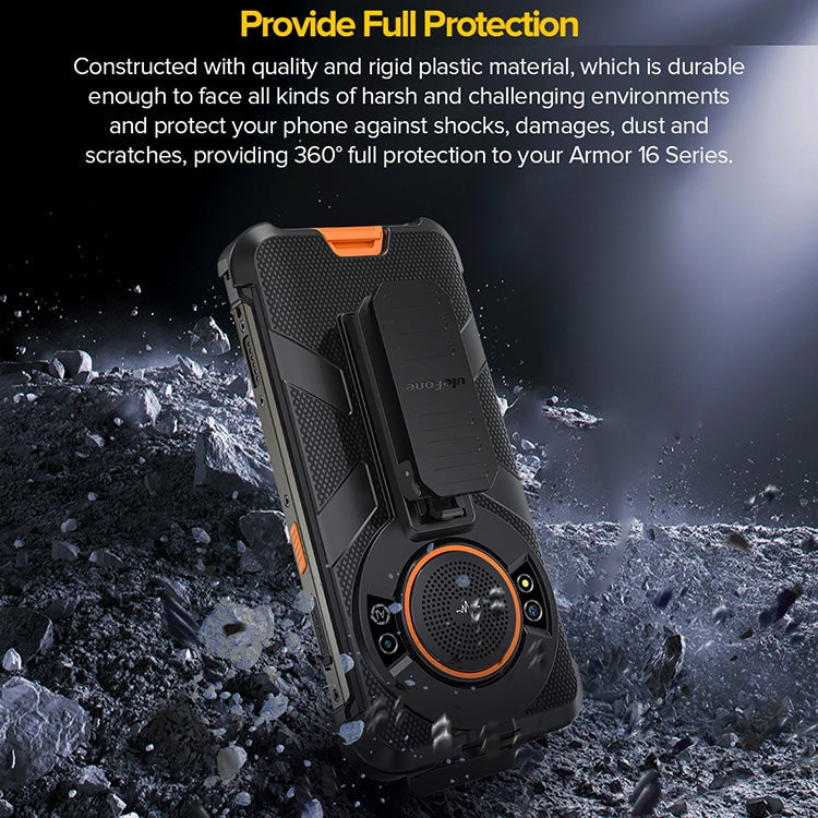 For Ulefone Power Armor 16 Pro / Power Armor 16S Ulefone Back Clip Phone Case with Carabiner(Black)