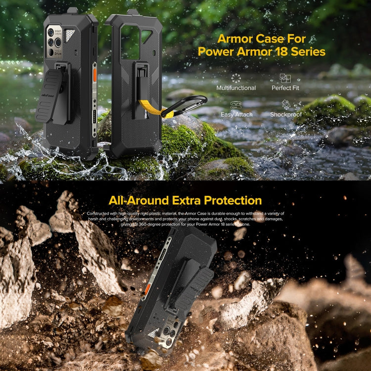 For Ulefone Power Armor 18 Ultra / 18T / 18T Ultra Ulefone Back Clip Phone Case with Carabiner (Black)