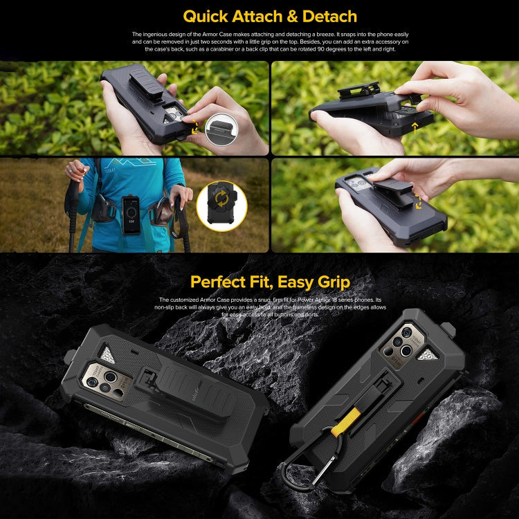 For Ulefone Power Armor 18 Ultra / 18T / 18T Ultra Ulefone Back Clip Phone Case with Carabiner (Black)