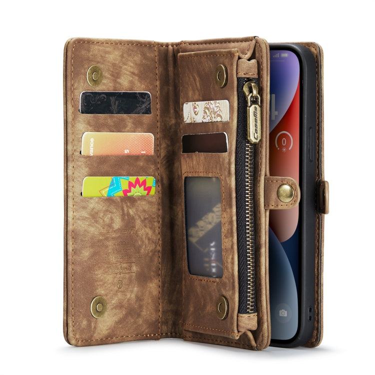 For iPhone 14 CaseMe 008 Detachable Multifunctional Leather Phone Case(Brown)