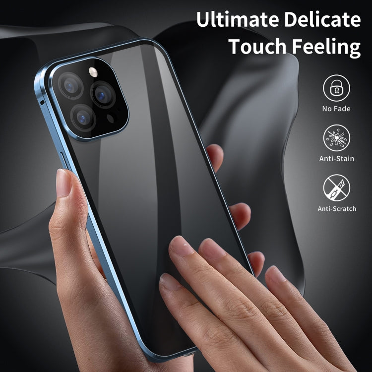 Dual-Lock Anti-peeping Glass 360 Full Body Frosted Magnetic Phone Case, For iPhone 14 Plus