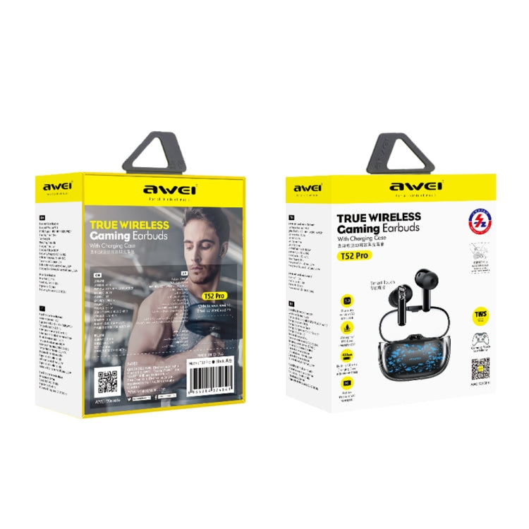 awei T52 Pro True Wireles Gaming Bluetooth Earbuds, T52 Pro(Glass Pattern), T52 Pro(Starry Pattern)