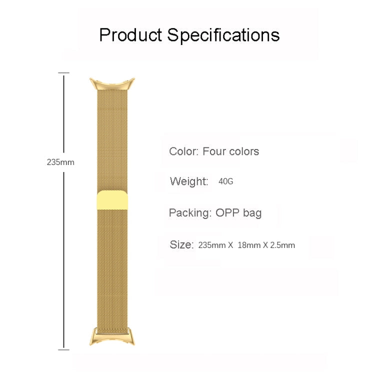For Google Pixel Watch Milanese Stainless Steel Metal Watch Band (Colour)