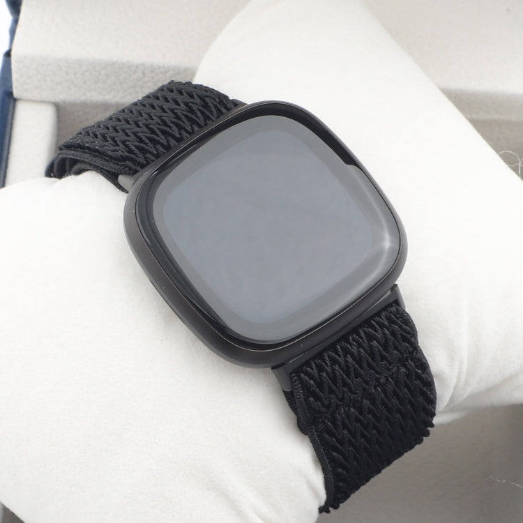 For Fitbit Versa 4 / Sense 2 Universal Wave Nylon Watch Band(Black)