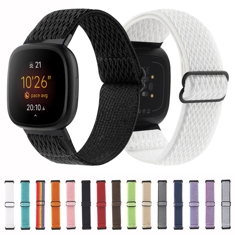 For Fitbit Versa 4 / Sense 2 Universal Wave Nylon Watch Band(Black)
