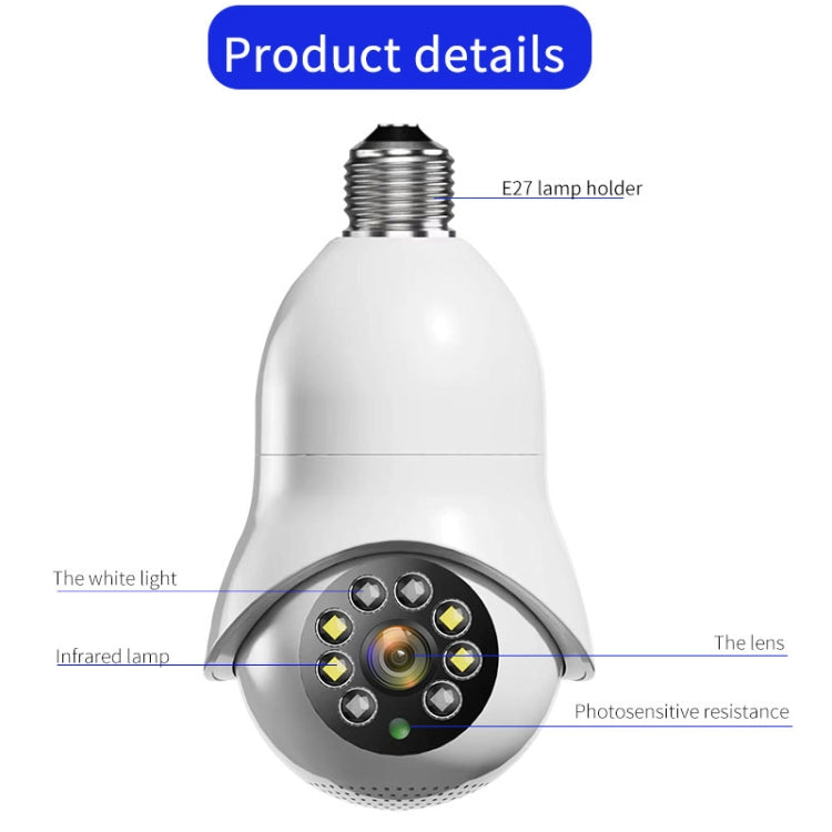 DP31 2.0MP HD Light Bulb WiFi Surveillance Camera, Support Motion Detection, , Dual Light Source(White)
