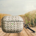 For AirPods Pro 2 Weave Texture PU Shockproof Earphone Protective Case with Hook(Grey Green)