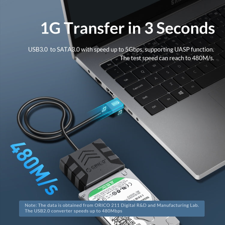 ORICO UTS1 Type-C / USB-C USB 3.0 2.5-inch SATA HDD Adapter with Silicone Case, Cable Length:0.5m