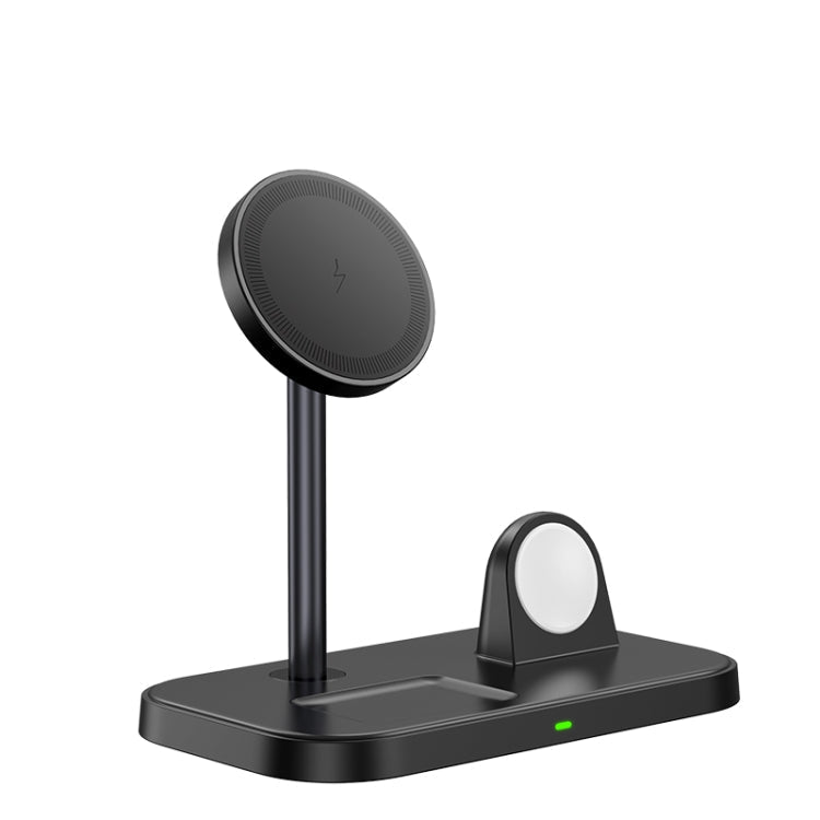 WA22 3 in 1 Magnetic Wireless Charger Phone Holder for iPhone 12 / 13 / 14 / 15 Series Phones & AirPods(Black)