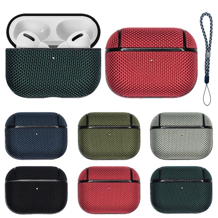 For AirPods Pro 2 Nylon Waterproof Wireless Earphone Case with Lanyard(Black)