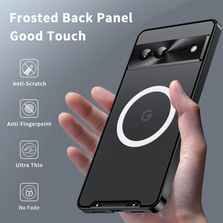 For Google Pixel 7a MagSafe Magnetic Frosted Metal Phone Case(Black)