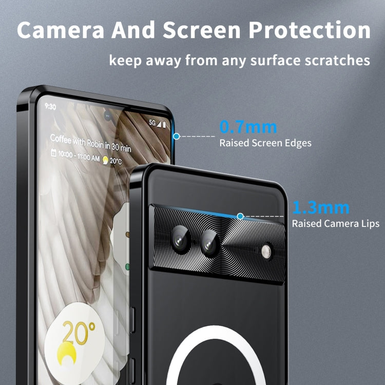 For Google Pixel 7a MagSafe Magnetic Frosted Metal Phone Case(Black)