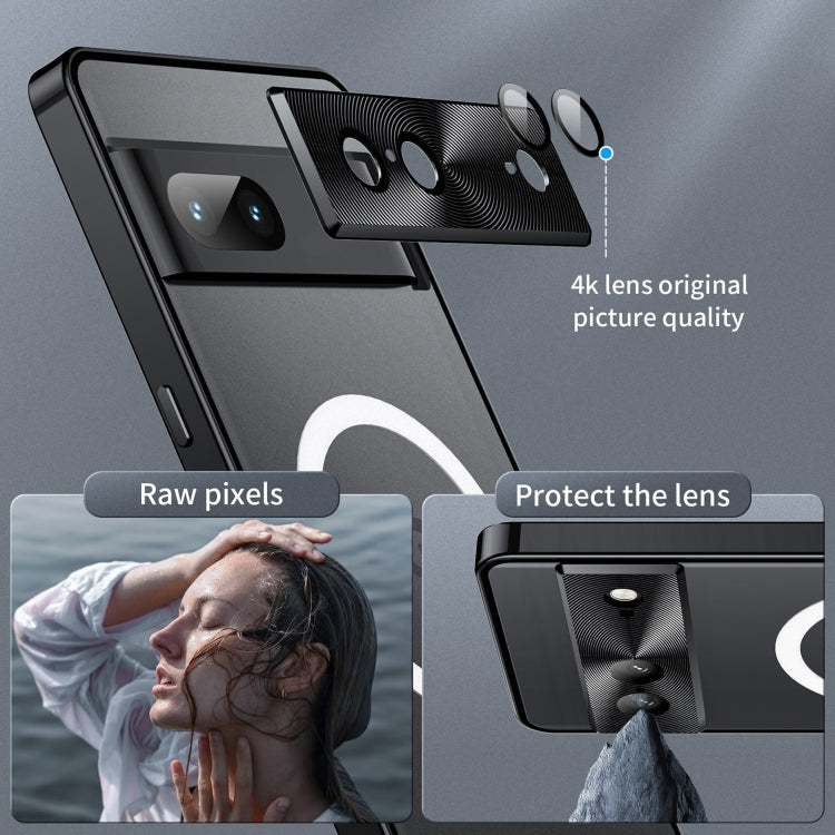 For Google Pixel 7a MagSafe Magnetic Frosted Metal Phone Case(Black)