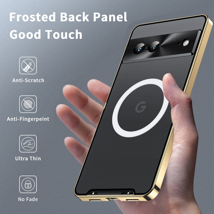 For Google Pixel 7a MagSafe Magnetic Frosted Metal Phone Case(Gold)