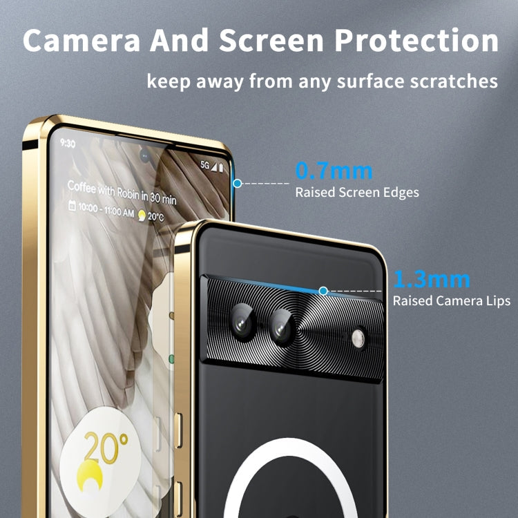 For Google Pixel 7a MagSafe Magnetic Frosted Metal Phone Case(Gold)