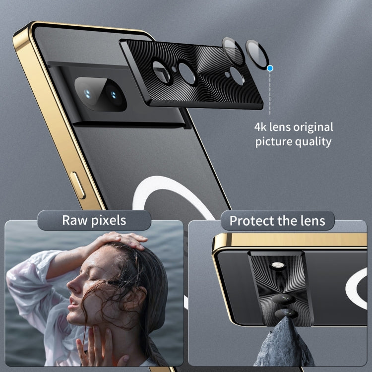 For Google Pixel 7a MagSafe Magnetic Frosted Metal Phone Case(Gold)
