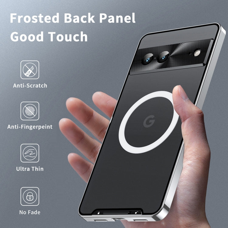 For Google Pixel 7a MagSafe Magnetic Frosted Metal Phone Case(Silver)