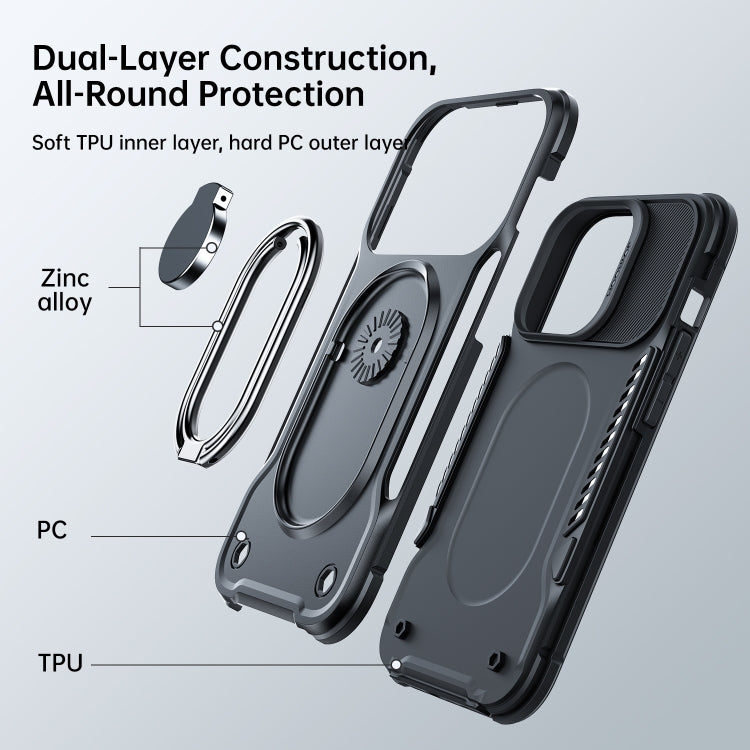 JOYROOM PC + TPU Dual-layer Shockproof Phone Case with Rotating Holder, For iPhone 14 Pro