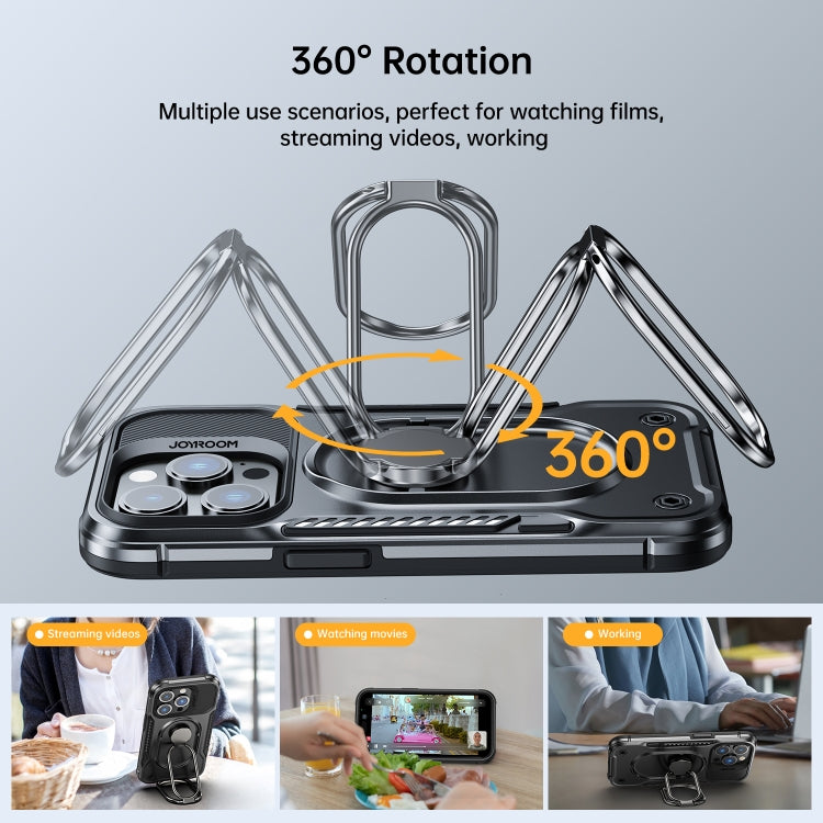 For iPhone 14 Pro JOYROOM PC + TPU Dual-layer Shockproof Phone Case with Rotating Holder(Black)
