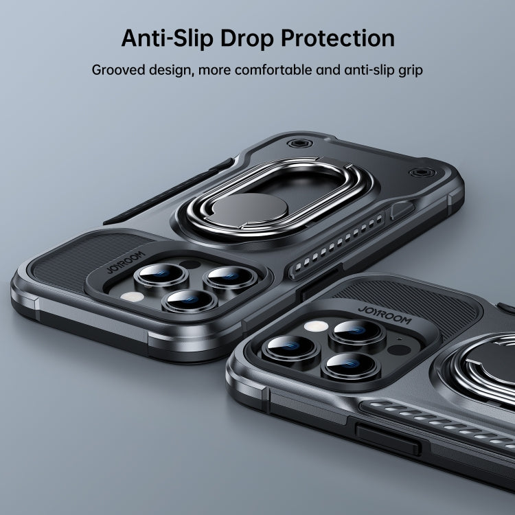 For iPhone 14 Pro JOYROOM PC + TPU Dual-layer Shockproof Phone Case with Rotating Holder(Black)