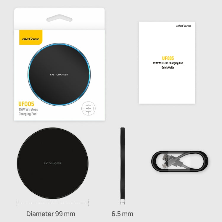 Ulefone UF005 15W Round Fast Charging Qi Wireless Charger(Black)