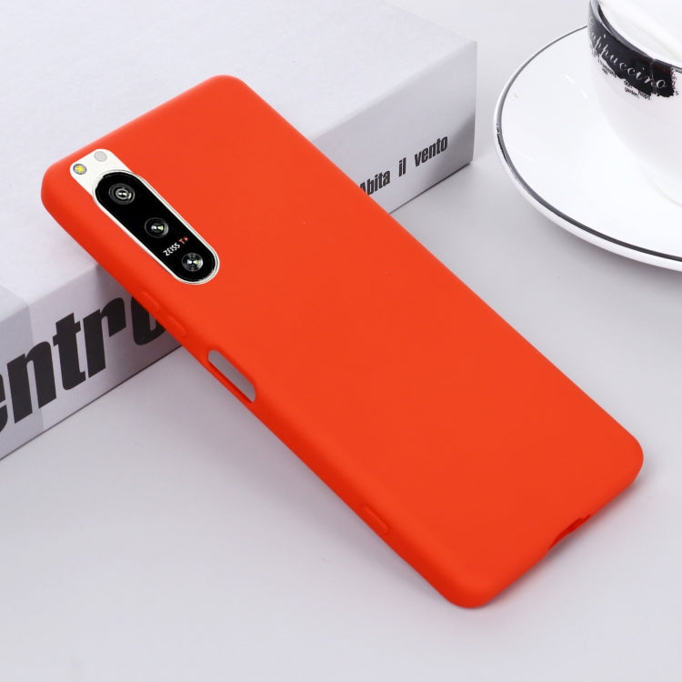 For Sony Xperia 5 IV Solid Color Liquid Silicone Dropproof Full Coverage Protective Case(Red)