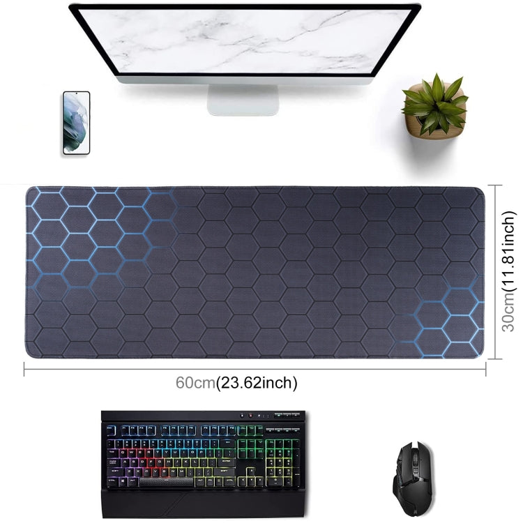 Anti-Slip Rubber Cloth Surface Game Mouse Mat Keyboard Pad, Size:60 x 30 x 0.2cm(Blue Honeycomb)