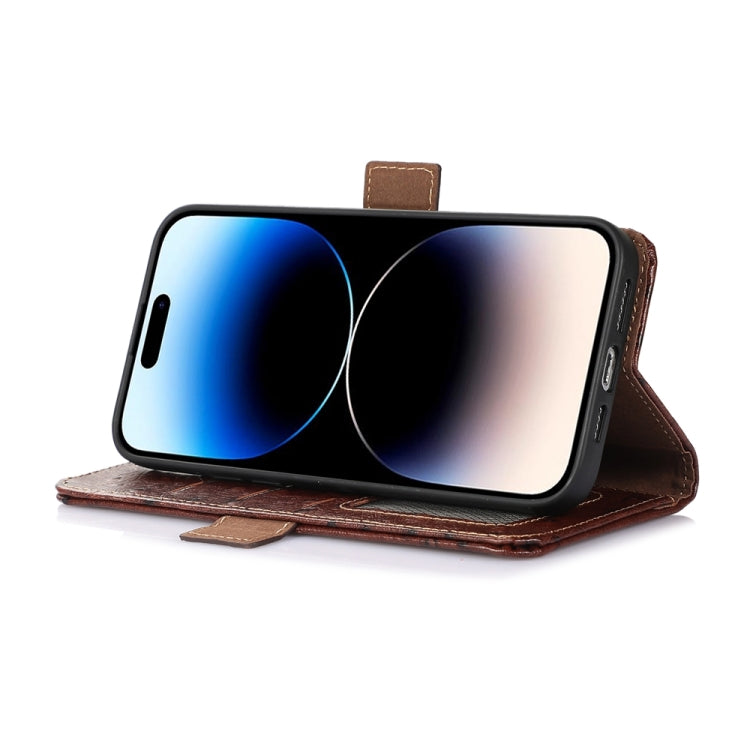 Ostrich Pattern Genuine Leather RFID Phone Case, For iPhone 14 Pro, For iPhone 14 Pro Max