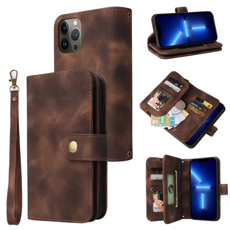 Multifunctional Card Slot Zipper Wallet Flip Leather Phone Case, For iPhone 12 Pro, For iPhone 12 mini, For iPhone 12, For iPhone 13 mini