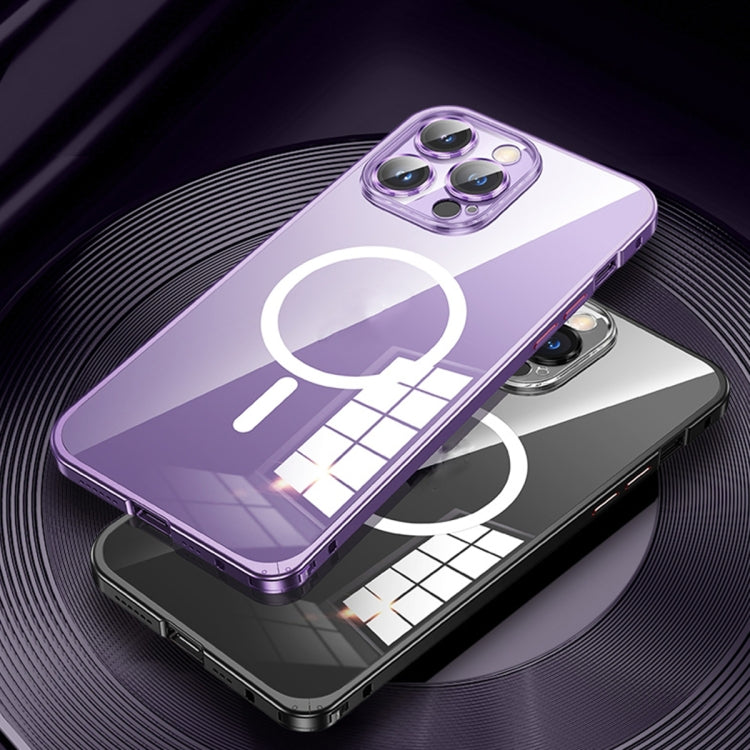 MagSafe Spring Buckle Metal Transparent Phone Case with Lens Protection, For iPhone 12 Pro Max