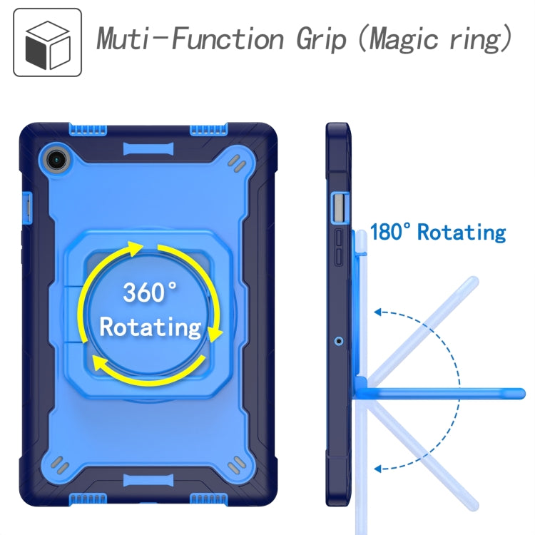 For Samsung Galaxy Tab A8 10.5 2021 Silicone + PC Bracelet Holder Tablet Case(Navy Blue + Blue)