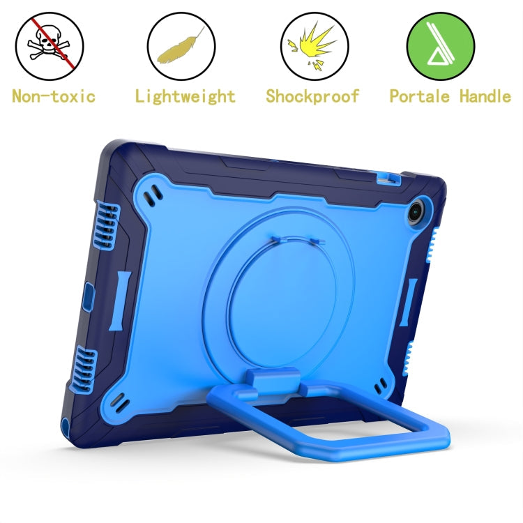 For Samsung Galaxy Tab A8 10.5 2021 Silicone + PC Bracelet Holder Tablet Case(Navy Blue + Blue)