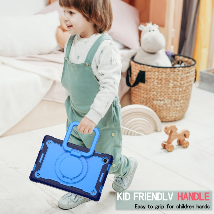 For Samsung Galaxy Tab A8 10.5 2021 Silicone + PC Bracelet Holder Tablet Case(Navy Blue + Blue)