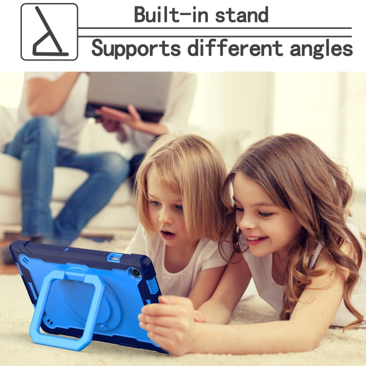 For Samsung Galaxy Tab A8 10.5 2021 Silicone + PC Bracelet Holder Tablet Case(Navy Blue + Blue)